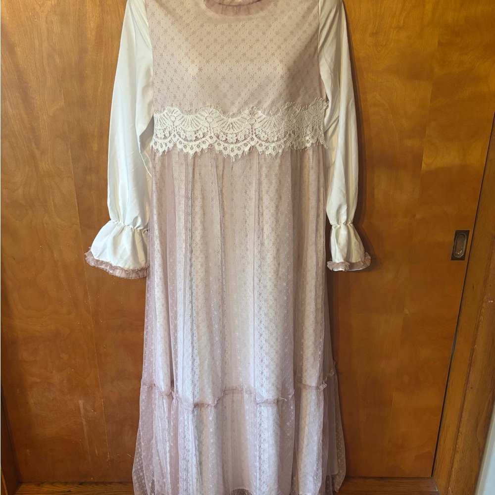 SHEIN Pink Lace Overlay Dress